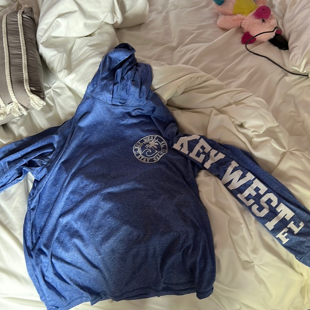 dryfit hooded key west blue shirt